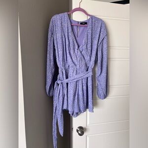 Lulu’s Lilac Belted Balloon Sleeve Romper | Size M | Lilac